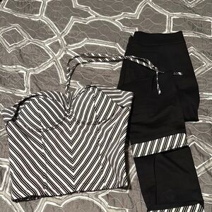 Black and White Chevron Striped Jumpsuit